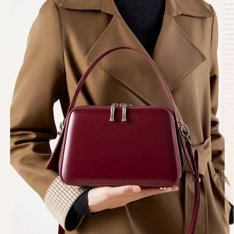 Designer Bag Toptrends Elegant Genuine Leather Box Small Shoulder Bags For Women 2025 Designer Crossbody Purses Square Ladies Handbags