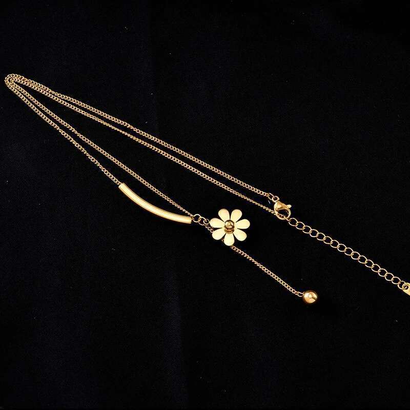 DIEYURO 316L Stainless Steel 2021 Hot Sale Beautiful wer Hanging Long Style Exquisite Clavicle Chain Necklace For Women