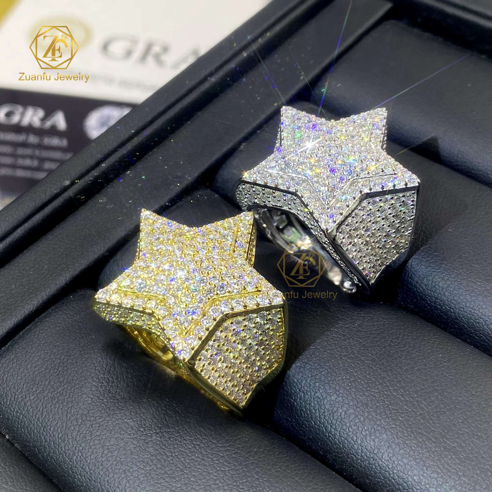 Cheap Price Moissanite Rings Hip Hop Iced Out Diamond 925 Sterling Silver Ice Out Moissanite Men Diamond Ring