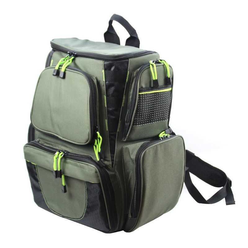 44*41*25cm Large Waterproof Fishing Tackle Rod Backpack 3 Layer Quality Fishing Bag with 4 Trays Tackle Bag Storage Z250411