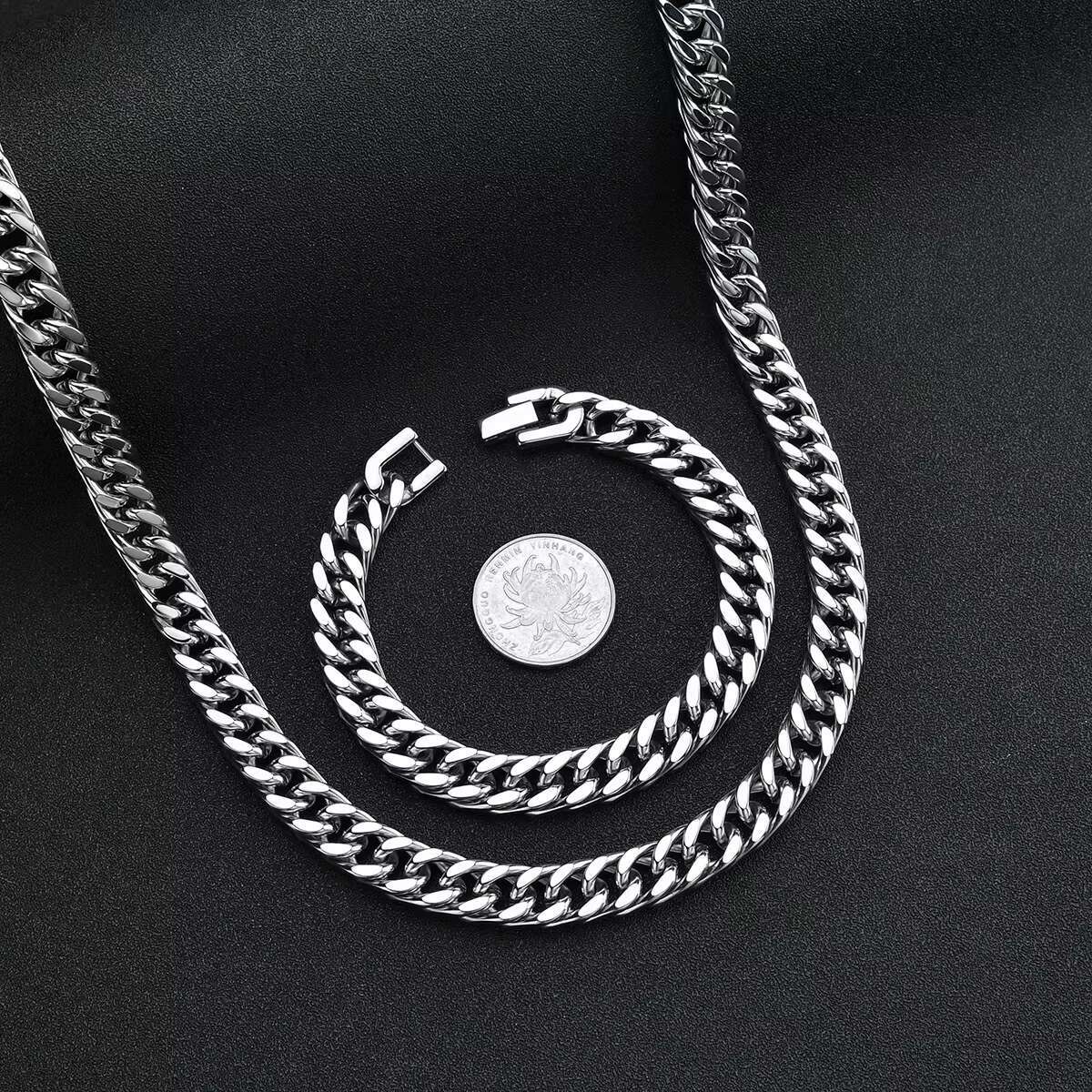 Mens Jewelry Hand Bracelet Waterproof Non Tarnish Free Stainless Steel Cuban Chain Link for Men