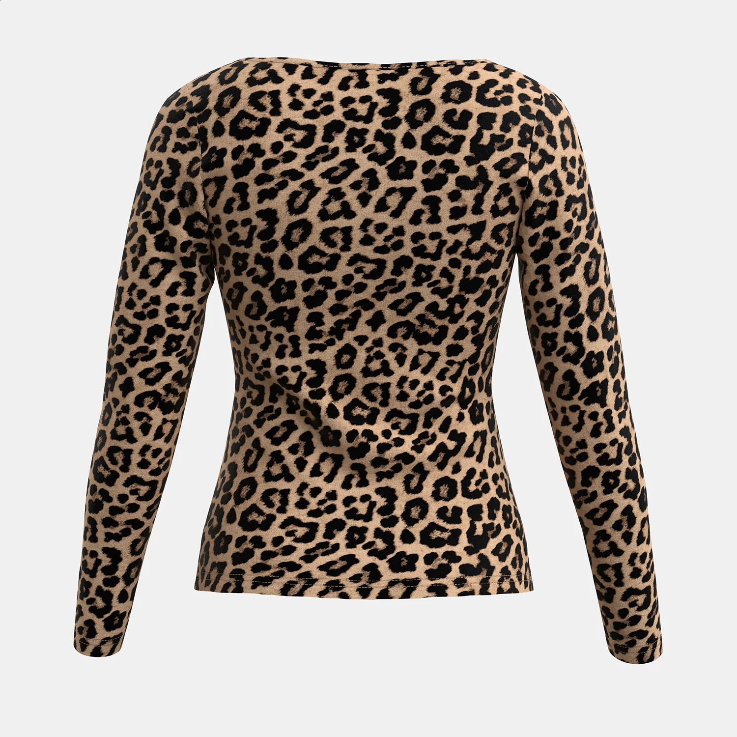 Mia Muse WomenS T-Shirts Autumn Fitting Slim Leopard Long Sleeve Square Neck Regular Sexy Chic T-Shirts 250409