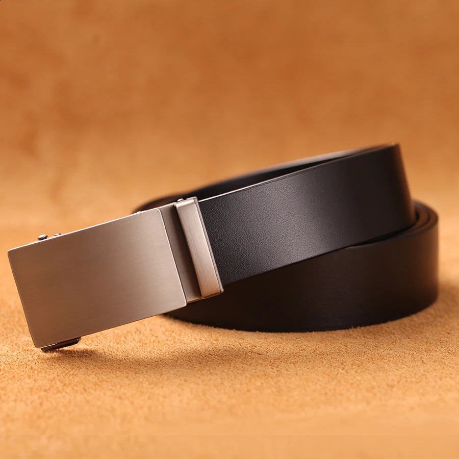 Genuine Cow Leather Automatic Belt For Men Formal Automatic Buckle Belt Genuine Leather Mens business Strap 250403