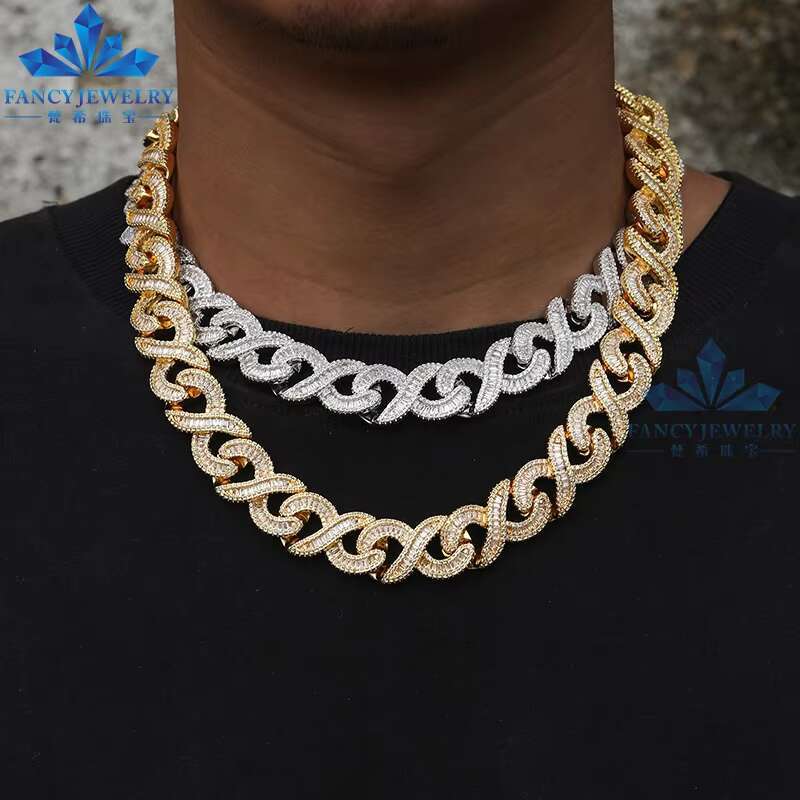 Special Design Pass Diamond test 16mm Micro-inlay Step D-VVS square Moissanite Hip-hop Trendy Cuban Necklace for Men and Women