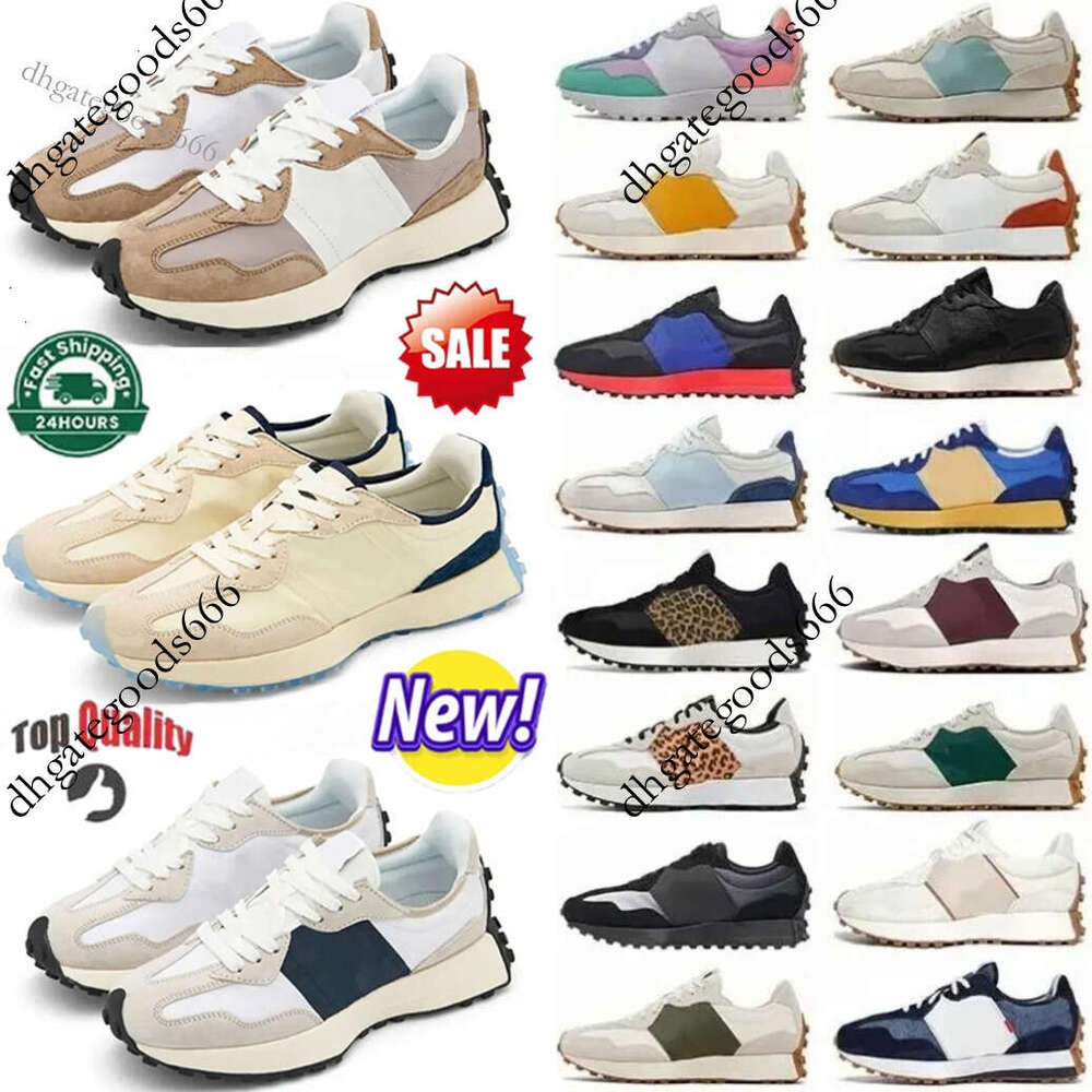 New Running Shoes 327 for Mens Womens Designer Athletic Trainers Leopard Sea Salt Suede Oxford Beige Black White Grey Outdoors Sports Gym Sneakers