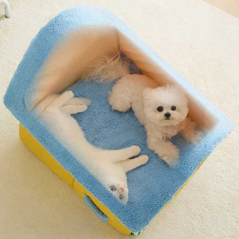 Foldable dog house dog house mattress is suitable for small and medium-sized dogs cats winter warm cat beds nest pet products basket pets and small do