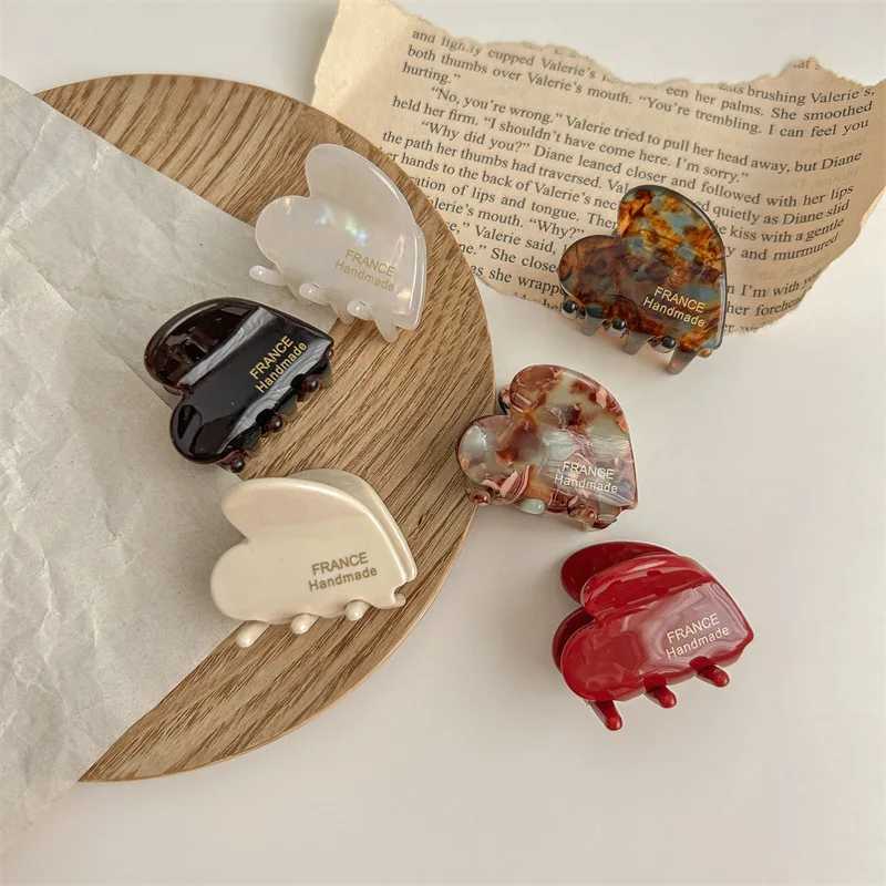 1 piece of French acetate hair clip heart-shaped clip front side hair clip strap Y2504012