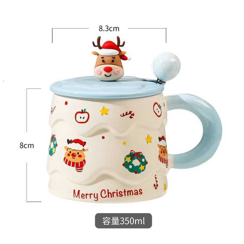 Christmas Christmas ceramic best friend birthday gifts couple water cups with LIDS spoons breakfast coffee sets Y251112