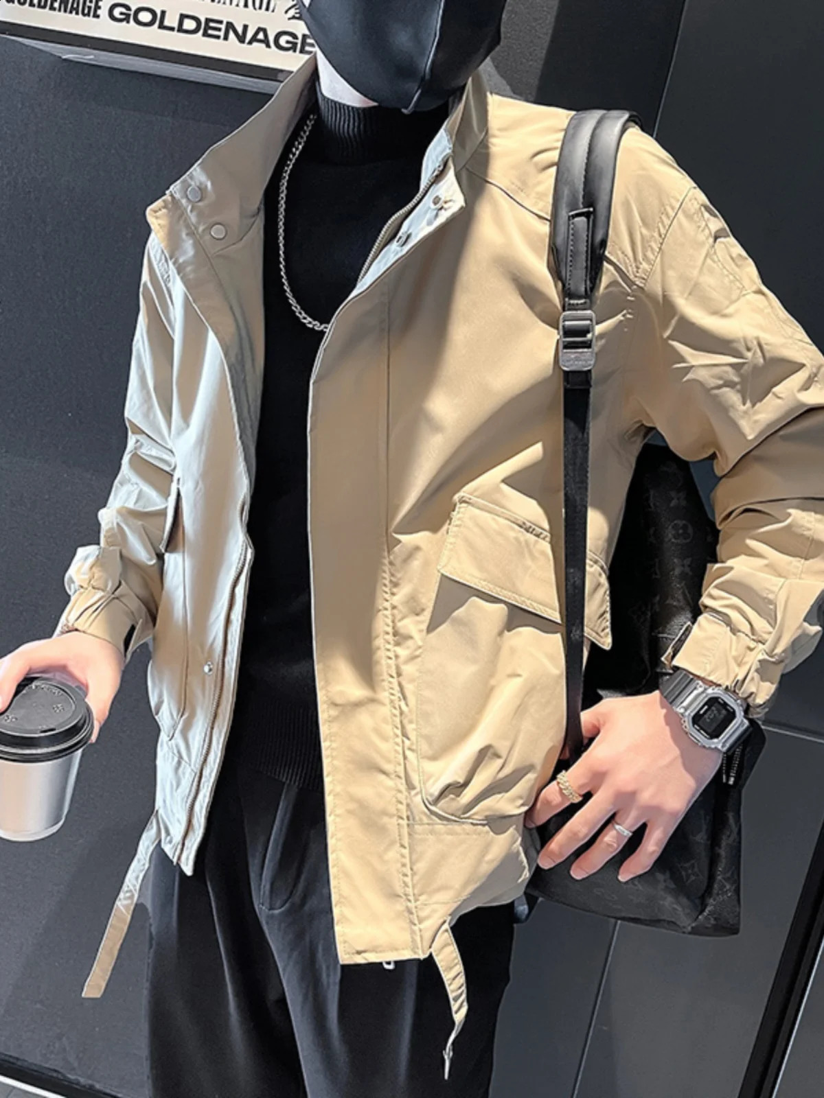 Mens casual and fashionable jacket mens jacket for spring and summer vertical ultra-thin bomber jacket mens C55 250411