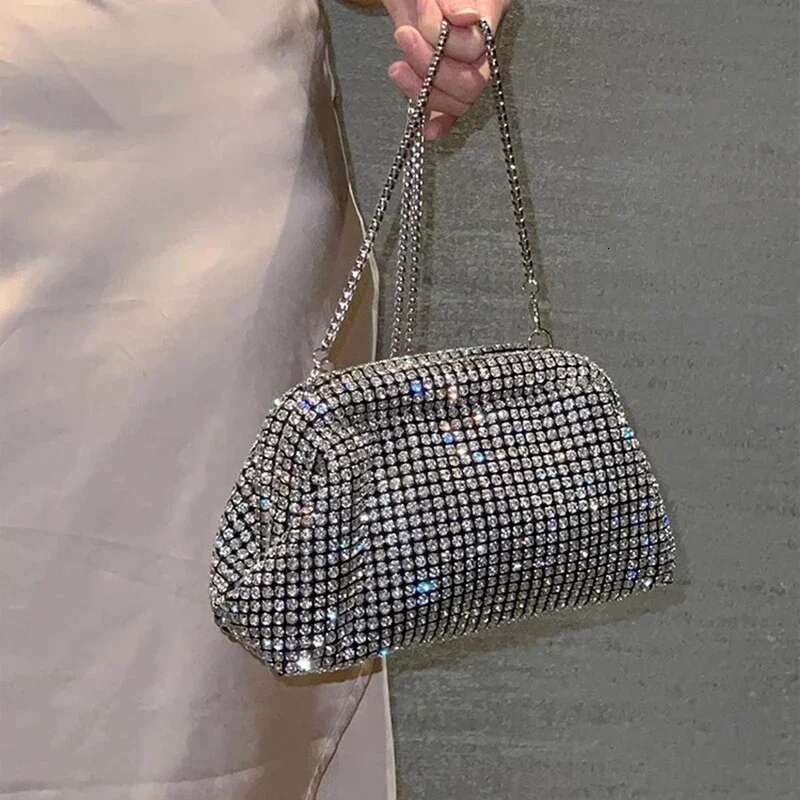 French Style Dia Evening Encrusted Shell Bag Women's Hand-Held Banquet Ladies Cosmetic Bags For Makeup