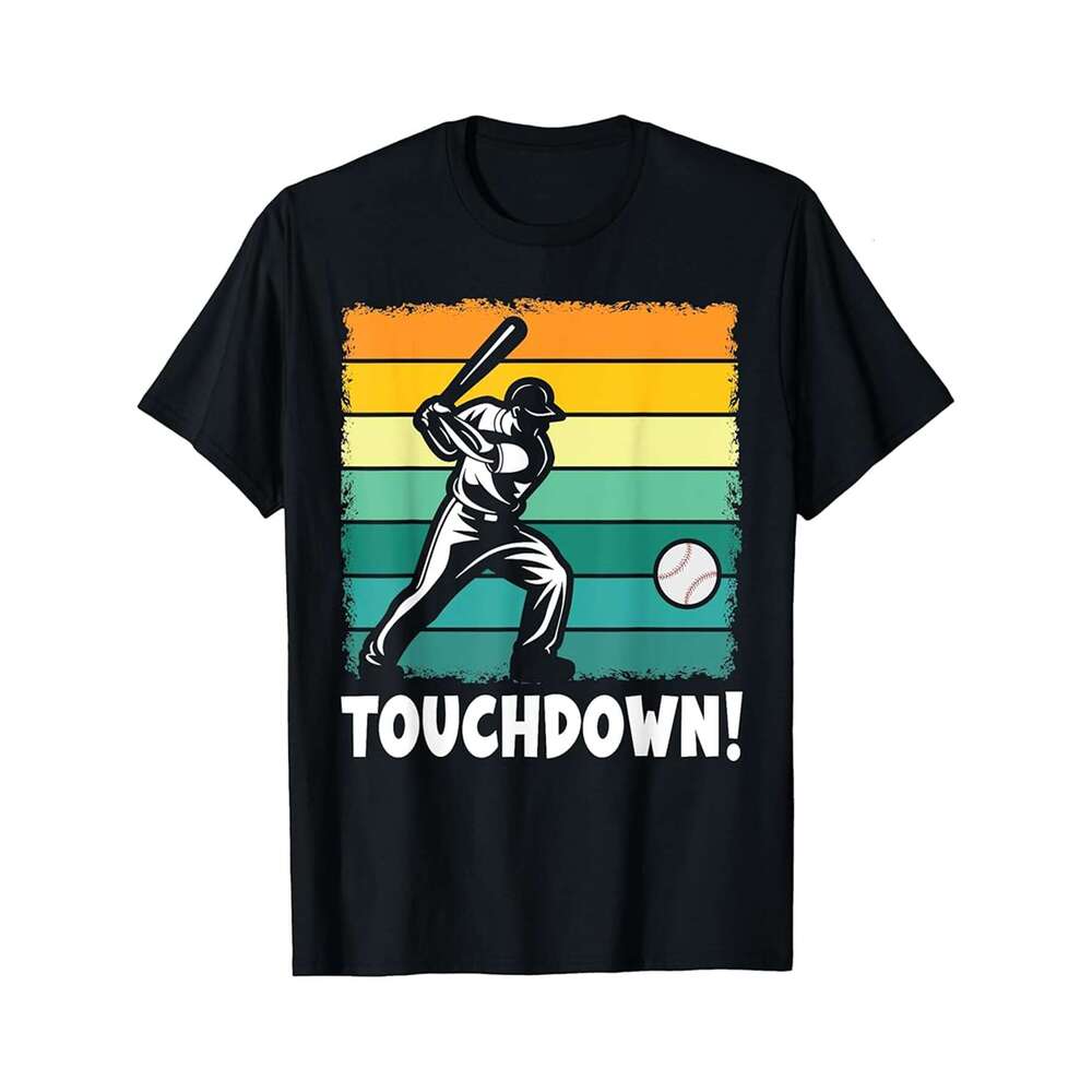 Designer T shirt Touchdown Baseball Vintage Baseball Player ,100% cotton, short sleeve , Wrinkle resistant, Casual, comfortable fit - 220 g T-shirt
