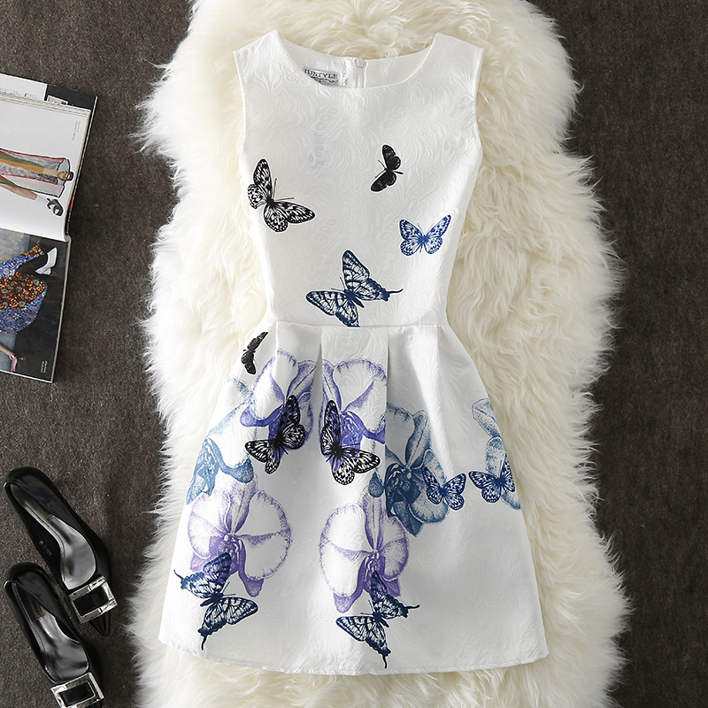 G80 Spring Jacquard Series Women's Fashion Printed Dress Slim Fit Sleeveless