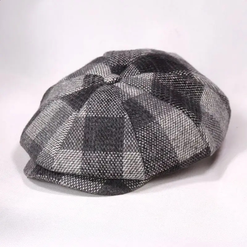 2024 Spring Autumn and Winter Octagonal Hat Women Wool Beret Dad Felt Ivy Cap Man Big Size sboy Caps M L XL 250403