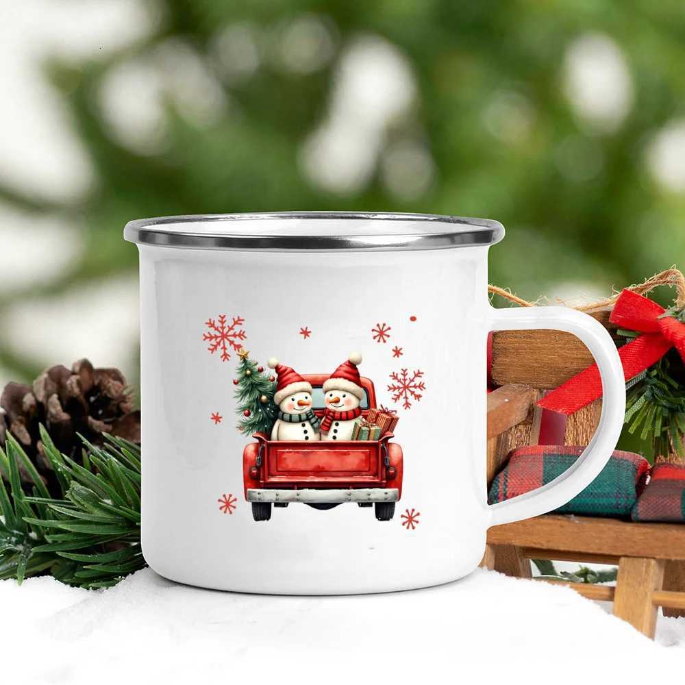 Christmas Child Christmas Mug Santa Deer Print Mug Hot Cocoa Chocolate Mug Drink Jiuce Cup Christmas Decor Enamel Mugs Xmas Gift for Kids Y251112