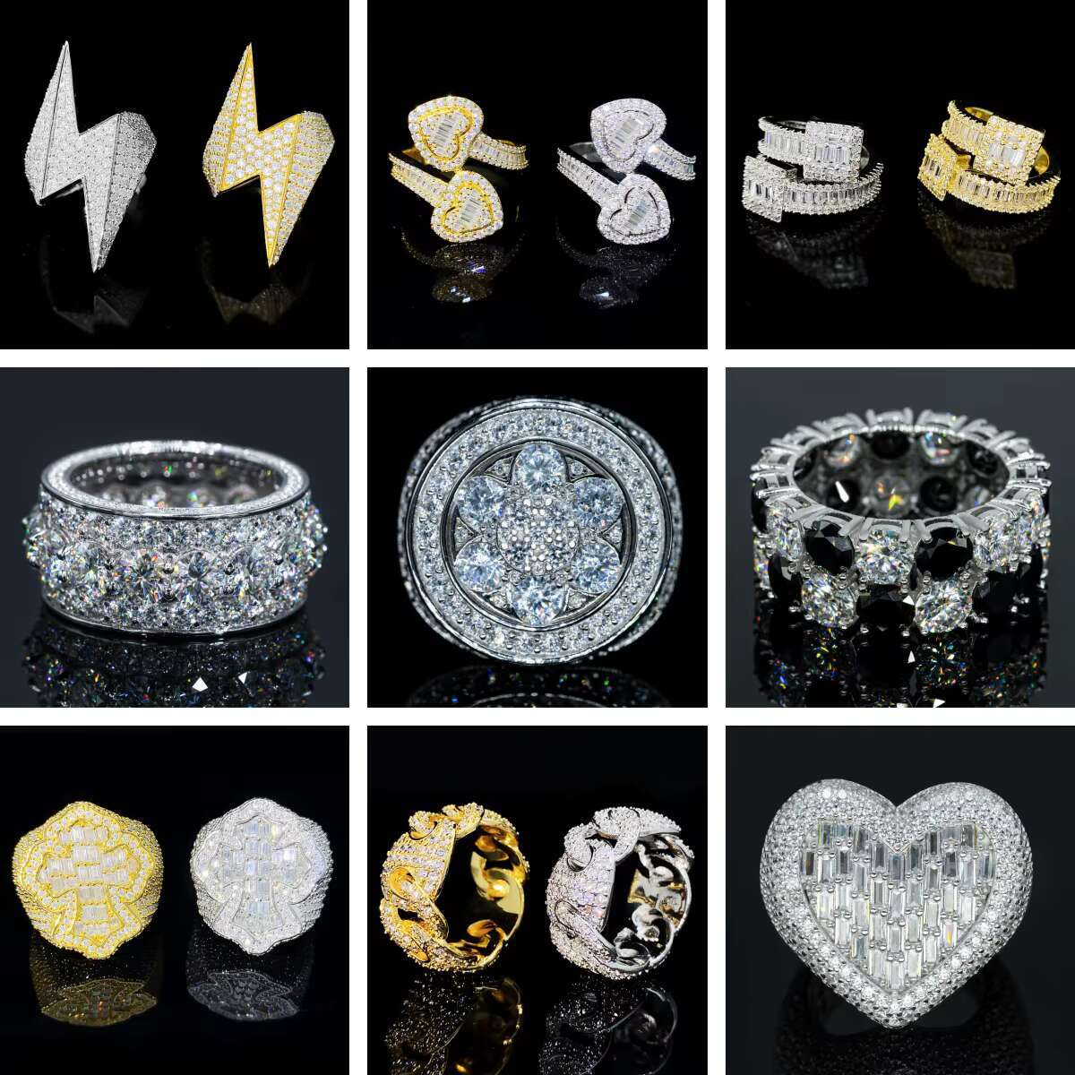 Factory Price Custom Hip Hop Ring Fine Jewelry 925 Silver VVS Diamond Iced Out Ring Moissanite