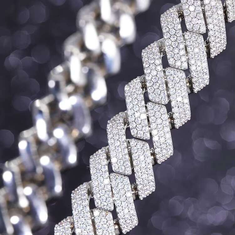Yy Hot-sale 20mm 3 Rows Cuban Link Chian Vvs Moissanite Pass Diamond Tester 925 Sterling Silver Fine Jewelry Necklaces for Men