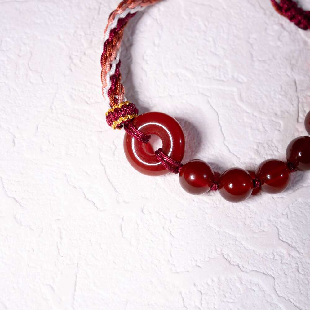 Dunhuang Red Agate Bracelet - Hand Woven Stone String from Dunhuang Jade Research Institute & Cultural Creative