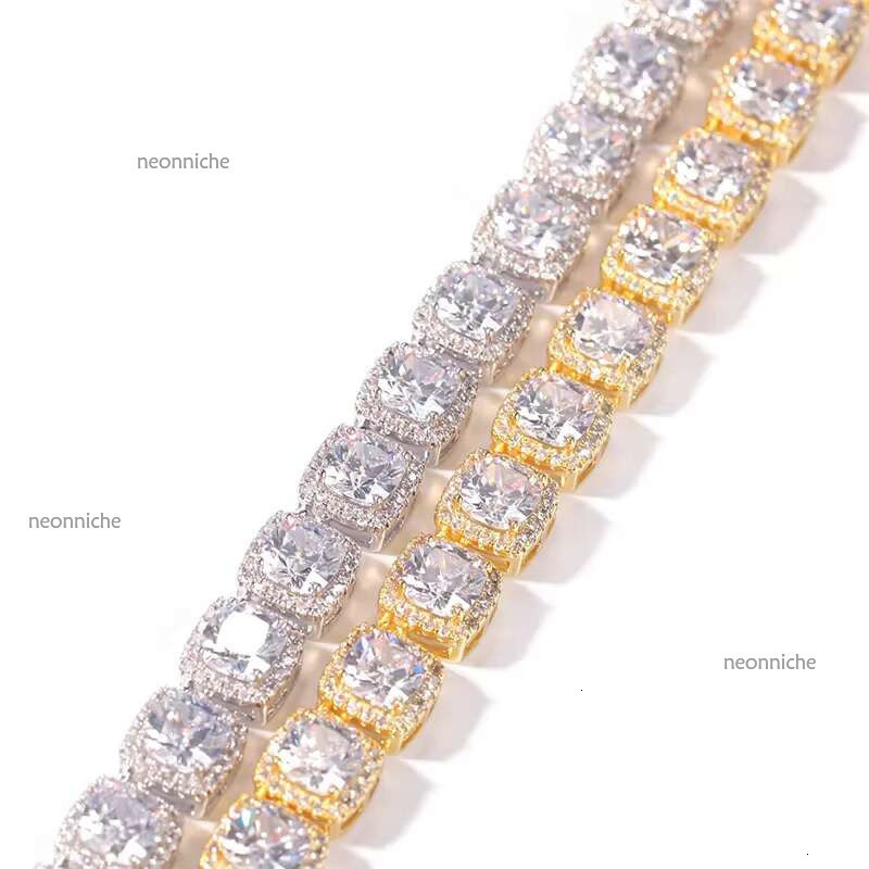HipHop Custom Women's Tennis Bracelet 4-5mm Moissanite Square/Round k Chain Sier Jewelry for Weddings