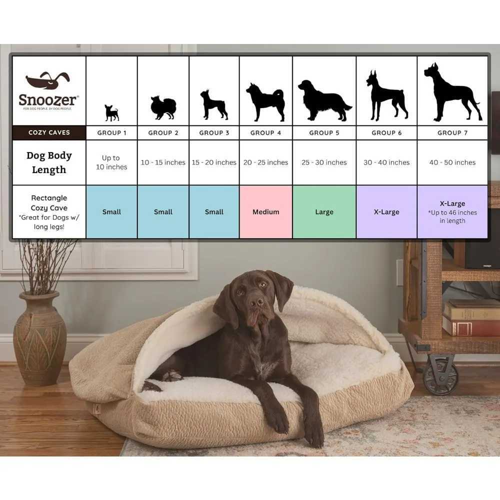Comfortable cave rectangular dog bed - covered calm pitted dog bed suitable for medium and large dogs washable - large X250412