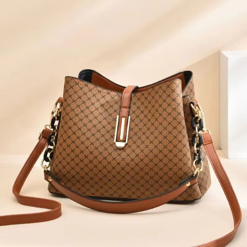 Quality New Leather Handbags High Capacity Advanced Sense Female Long Strap Shoulder Bag