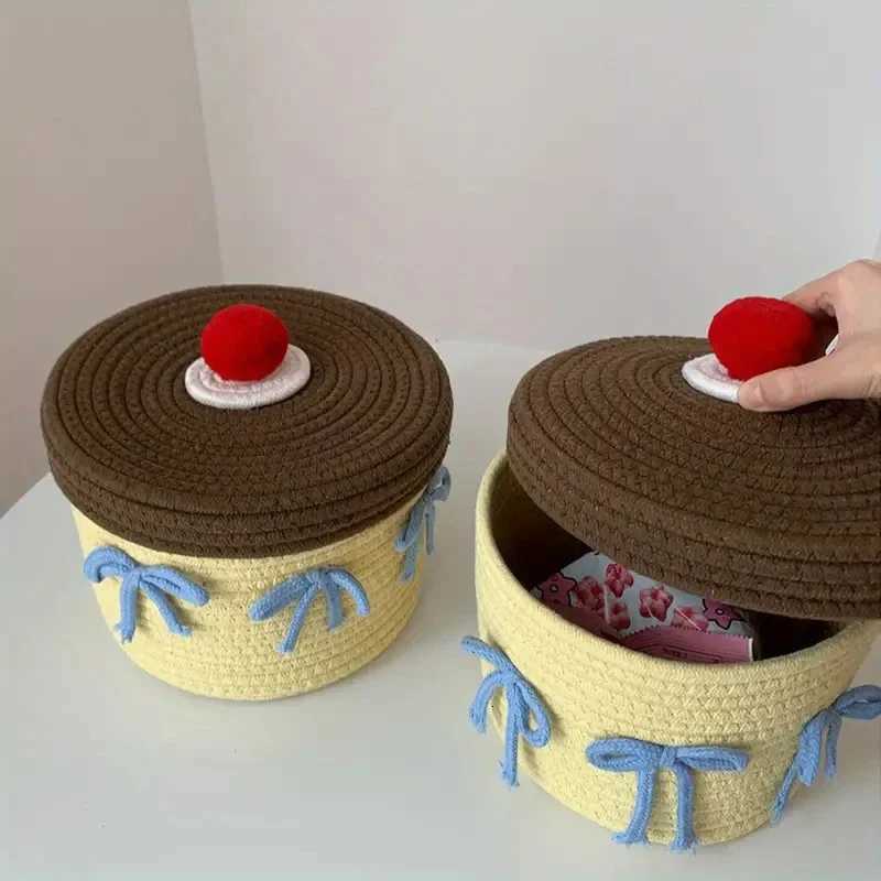 Storage Basket Hand Woven Toys Desktop Clutter Storage Box Cotton Rope Storage Basket He Decoration Y251112
