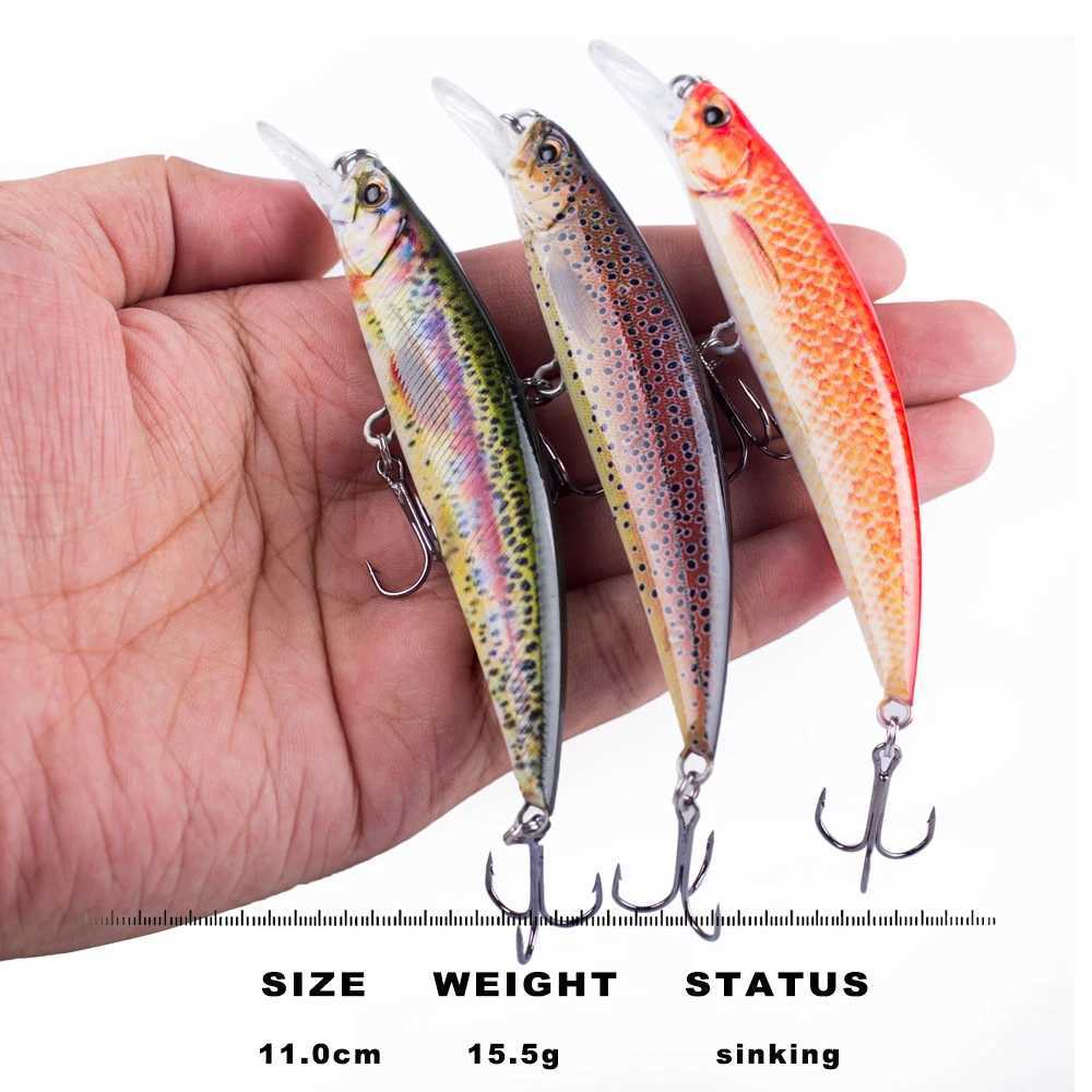 CCLTBA Hard Minnow Baits 11cm 15.5g Sinnking Wobblers Plastic Fishing Lures Crankbait Artificial Fresh Water Lure Fishing Tackle Z250411