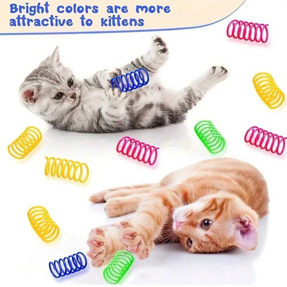 20 cat toy spring toys interactive indoor colored plastic spring coils used for cat hunting Y250412