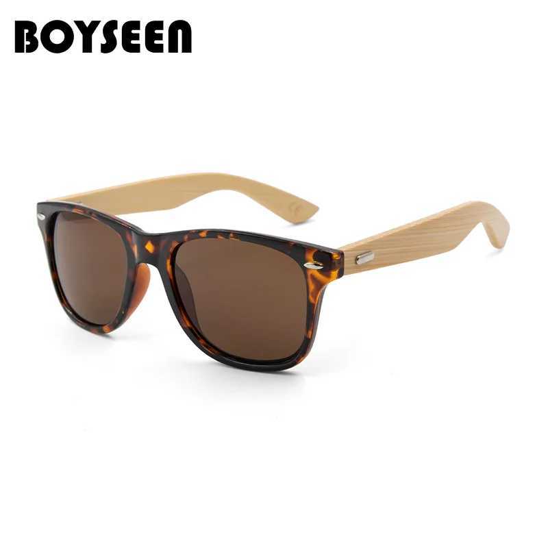 BOYSEEN Bamboo Temples Sunglasses Men Classic Wood Color Bamboo Sunglasses Women UV400 Protection Eyewear Z250411