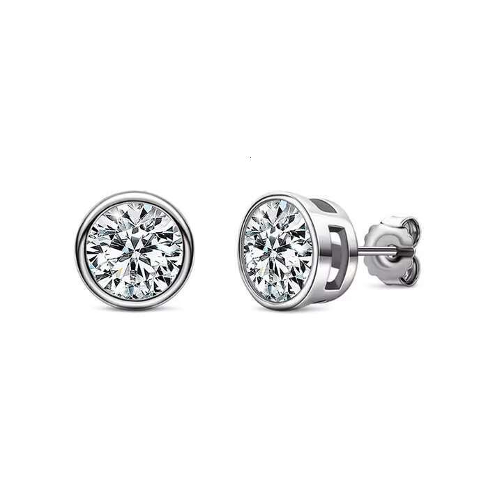 925 Sterling Silver Gold Plated 1ct Round Moissanite Earrings Men Earrings Set Wholesale Moissanite Jewelry
