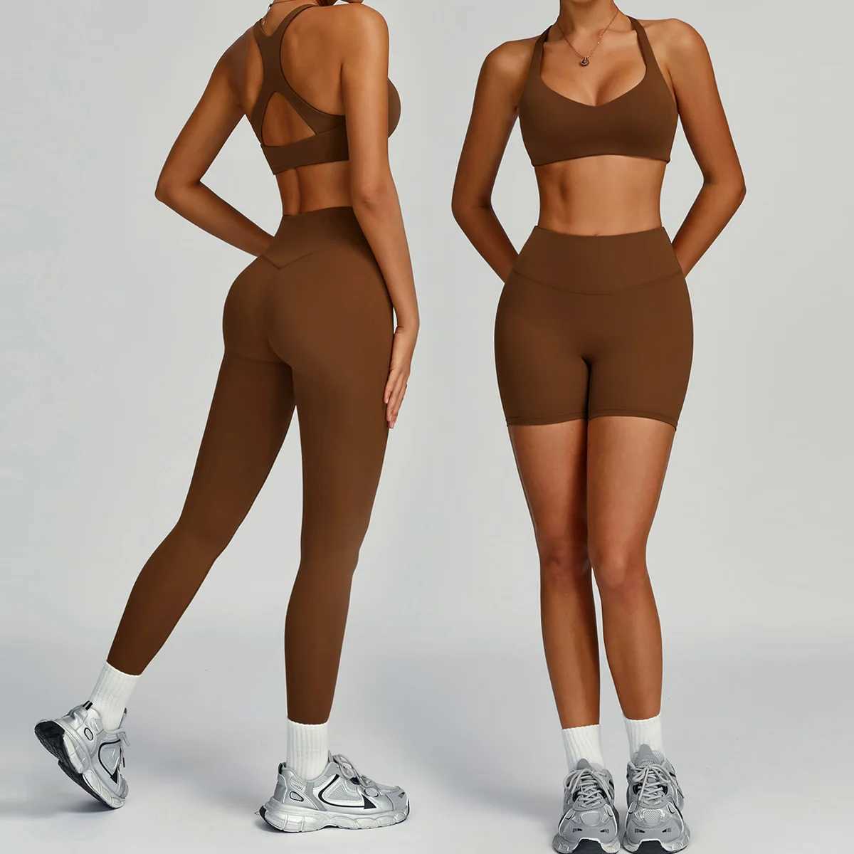 Yoga Set 2 Pieces Workout Outfits Fitness Sportswear Gym Shorts set Tracksuit Sports Bra Leggings Athletic Wear Women Clothes J251112