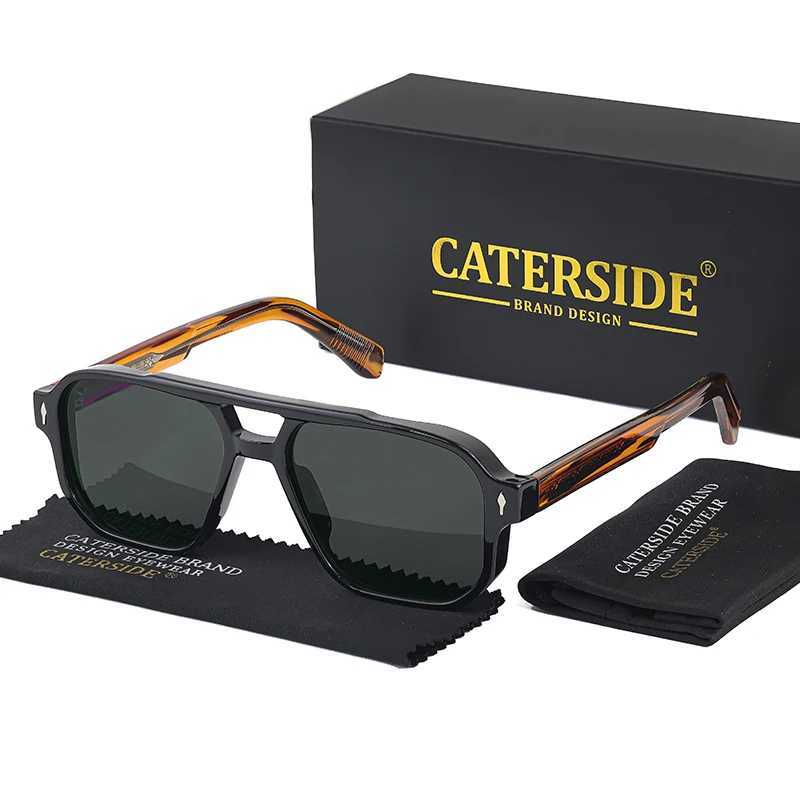 CATERSIDE Vintage Punk Sunglasses Men Flat Top Double Bridges High Quality Sun Glasses Women Travel Party Festival Eyeglasses Z250411