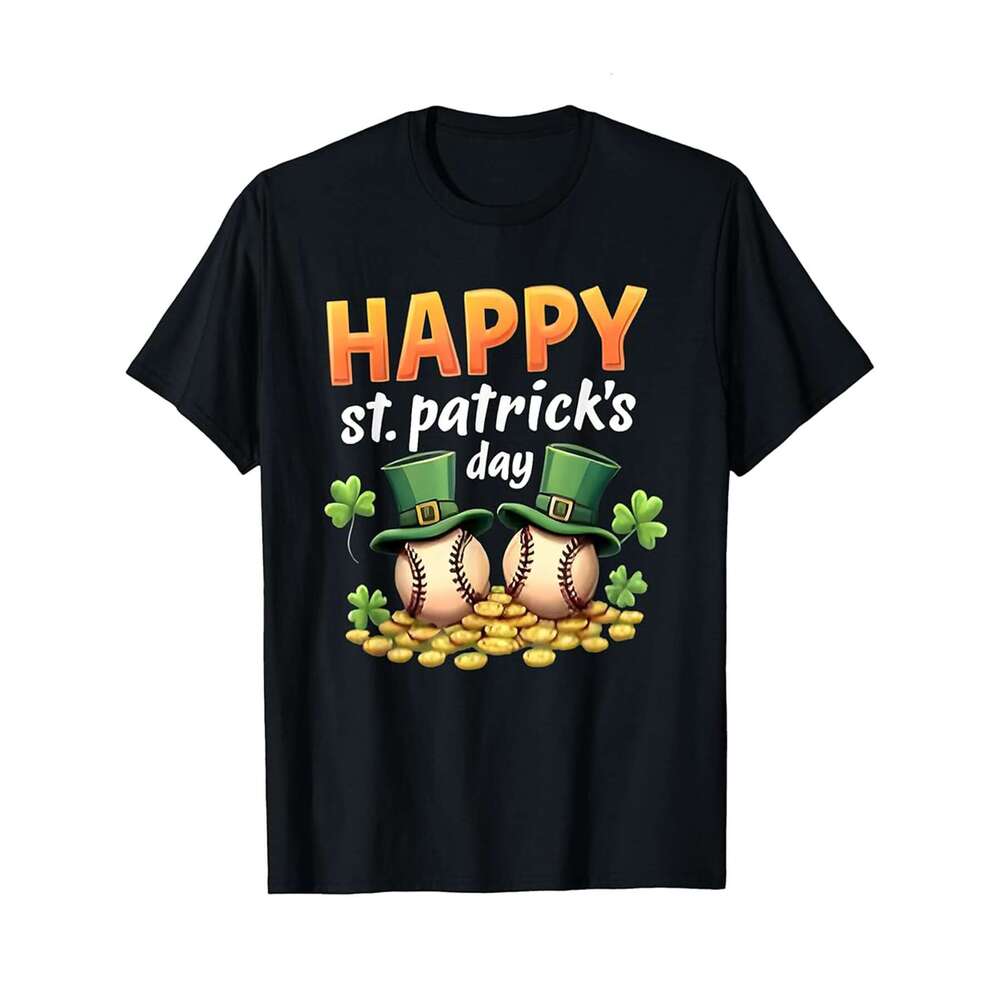 Designer T shirt St. Patrick's Day theme baseball , 100% pure cotton material, short-sleeved design, anti-wrinkle treatment, comfortable to wear 