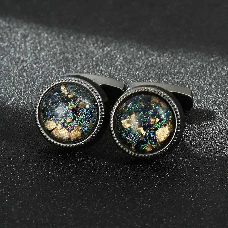 New Blue Opal Cufflinks Fashion Mens Business Dress Button Mens Wedding Accessories Gift French CufflinksT250412