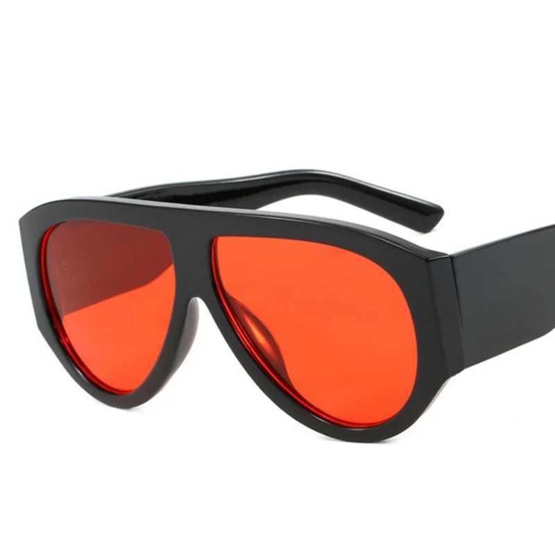 Oversized Pilot Sunglasses Women Fashion 2023 Luxury Big Frame One Piece Gradient Sunglasses Retro Classic Thick ShadesC250411