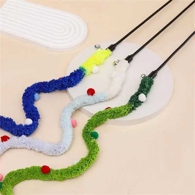 New Cat Toy Rainbow Stripes Fun Cat Stick and Bell Interactive Game Pet Supplies Interactive Cat Toy Caterpillar String Y250412