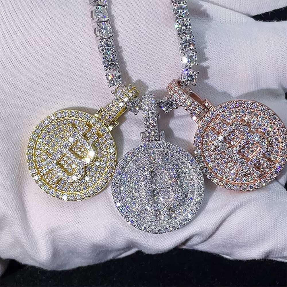 Bitcoinn Moissanite S925 Pendants Necklace Iced Out Necklaces for Men Pass Diamonds Tester Moissanite Pendant Necklace With GRA