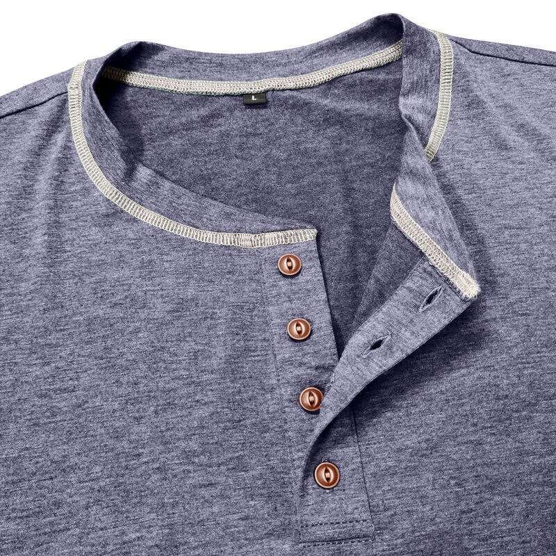 Men autumn winter plus long sleeved T-shirt, European and American men's Henry shirt, four button top new casual fashion trend clothing