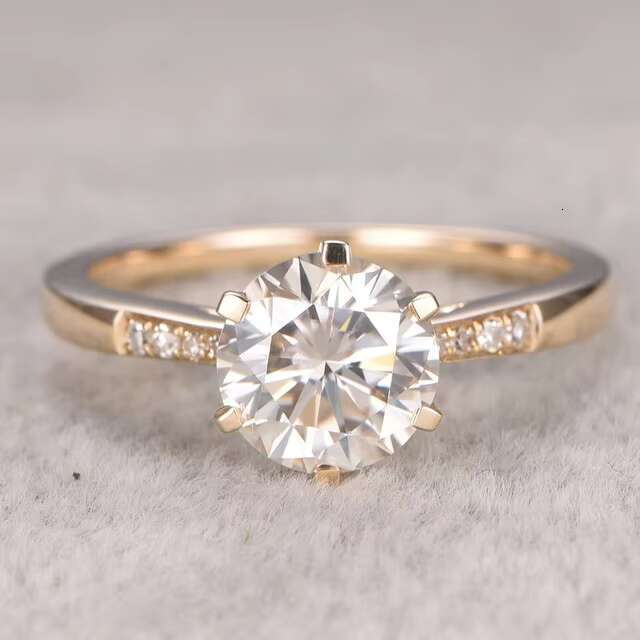 7.5mm Round Moissanite Engagement Ring Round Cut Diamond Wedding Ring Sterling Silver 925