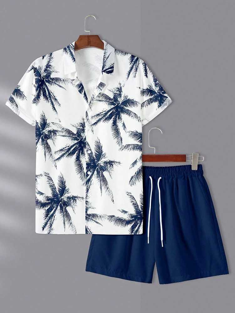 3D printed mens short sleeved and beach shorts set for summer street fashion mens casual shirt outdoor daily mens shortsXJ250412