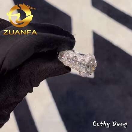 Luxury Custom Moissanite Cuban Rings Iced Out Men Diamond Rings 925 Silver Men Hip Hop Ring