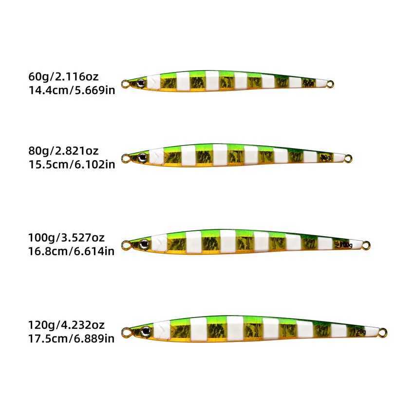 5Pcs Japen Metal Cast Jig Spoon 60g 80g 100g 120g Shore Casting Jigging Fish Sea Bass Fishing Lure Kit Artificial Bait Tackle Z250411
