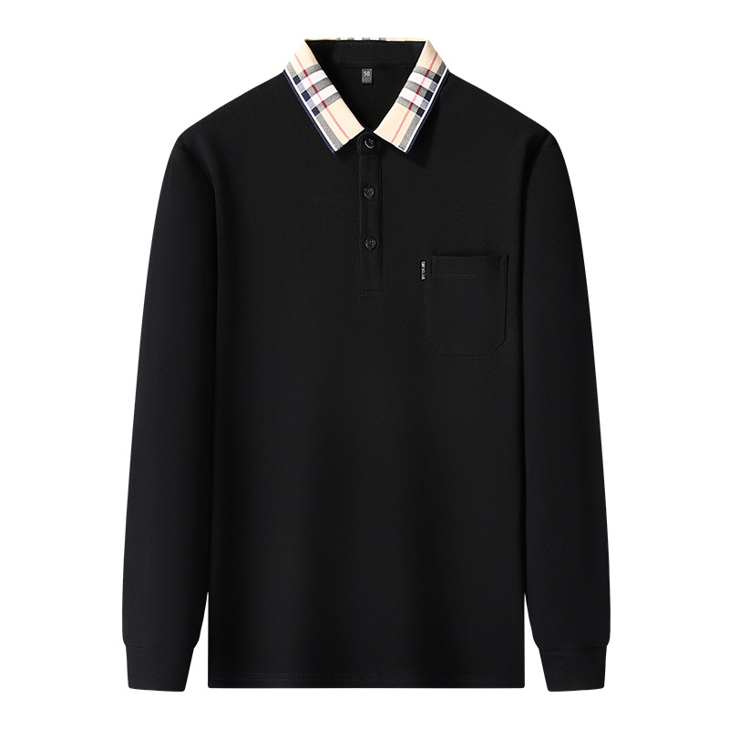 Men's Polos Luxury Long Sleeve Polo Shirt Men Fashionable Simple Solid Color Winter Mercerized Pure Cotton Breathable Casual Lapel T