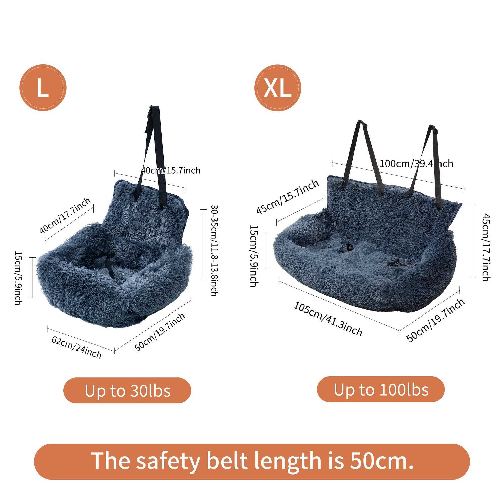 Dog car seats suitable for large dogs double dog car rear seats travel pet booster belts washable plush safety car sofas pet supplies X250412