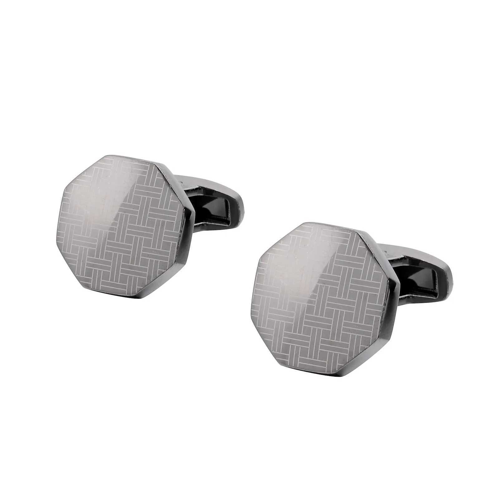 High quality geometric gun black laser cufflinks suitable for mens weddings groom cufflinks mens buttons gift jewelry accessoriesT250412