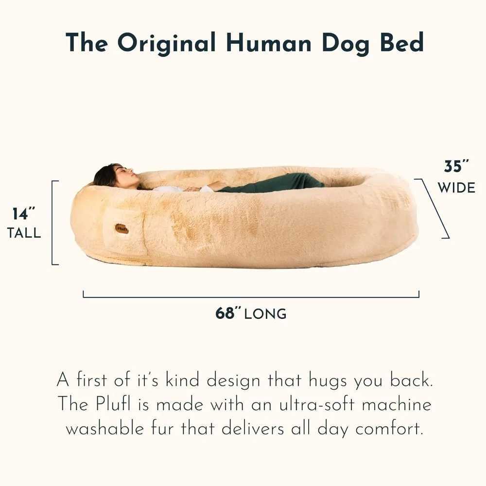Primitive human dog beds for adults children and pets. As seen by Shark Tank. Plush soy bag with memory foam Mac X250412