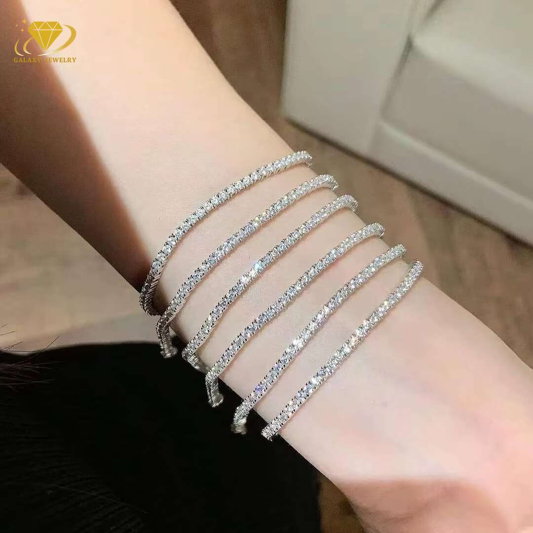 Fashion Jewelry Bracelets Bangles 3mm 4mm 5mm 6.5mm S925 D Color Vvs Diamond Tennis Chain Bracelet Moissanite Chain