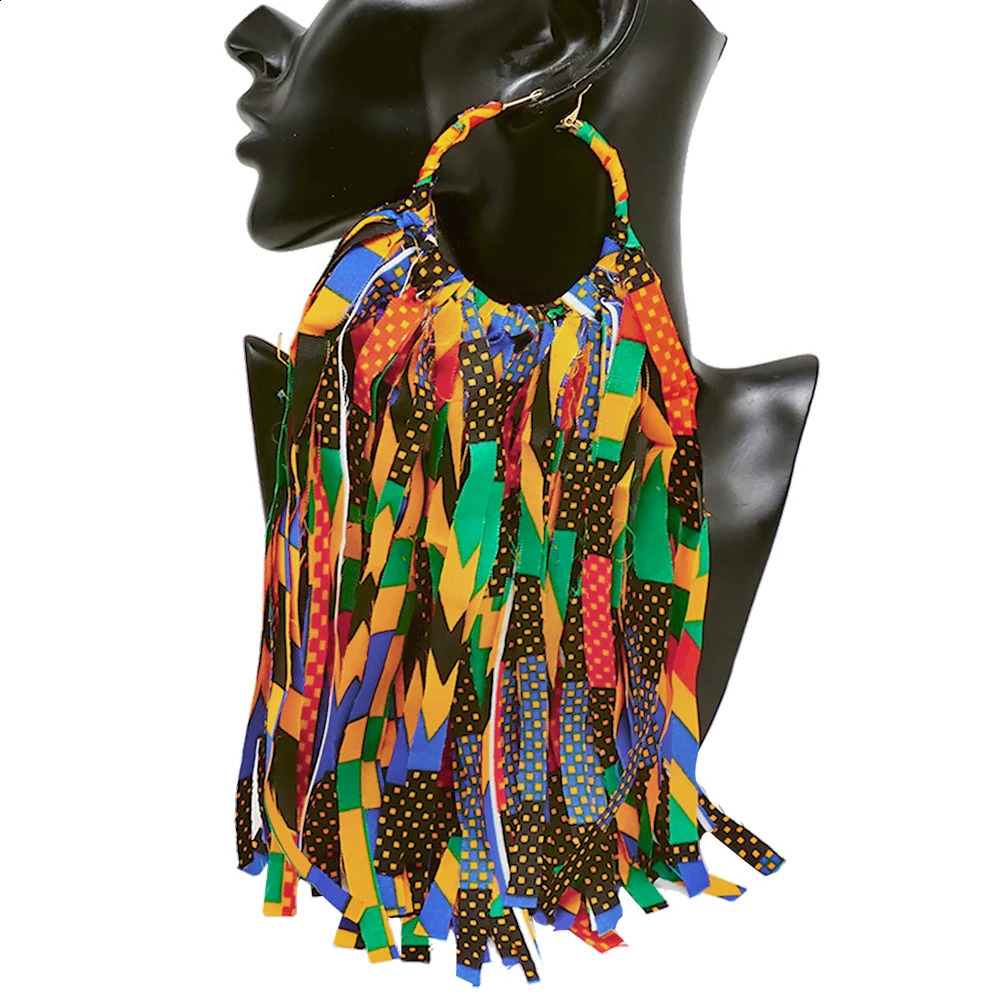 Big Round wax fabric Earrings Handmade Earring Multicolor Tassel Earrings For Women Thread Long Dangle Drop Earrings Party Gifts 250411