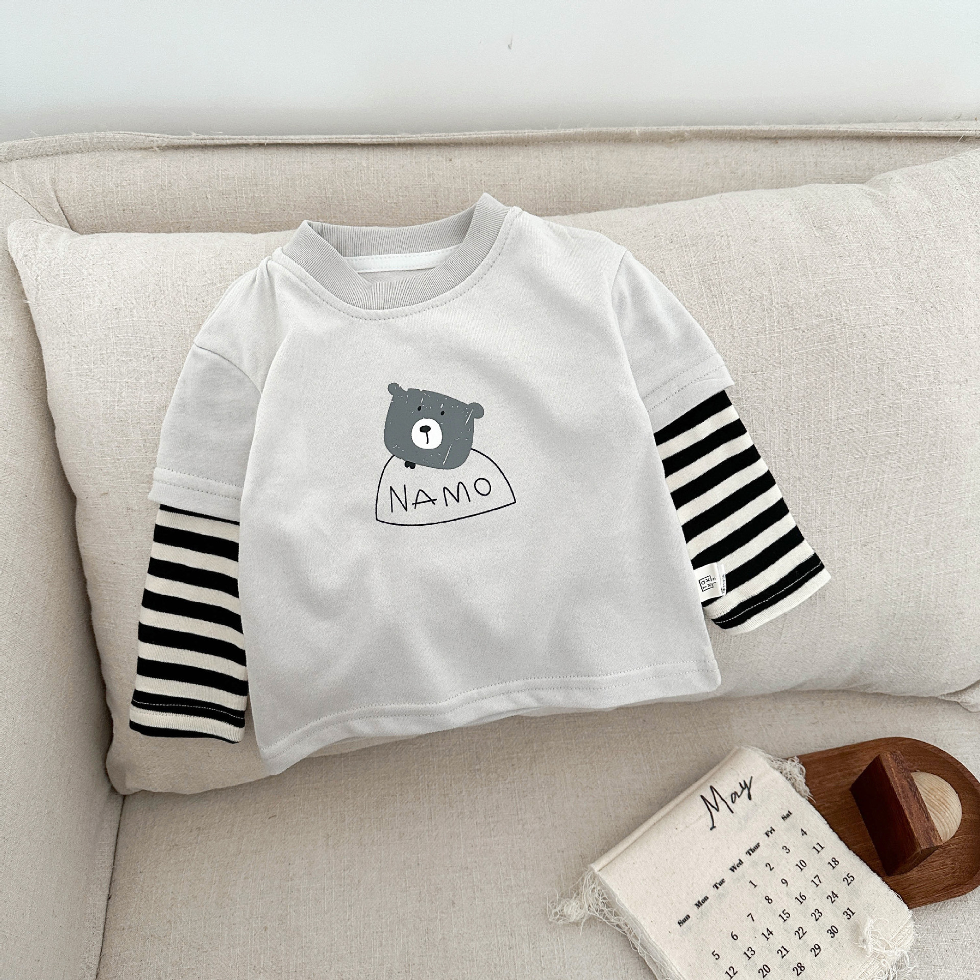 Ddmyshoesvip Korean Boys Long Sleeved T Shirt Set For Spring New Handsome Children S Casual Top Baby Fake Two Piece Base Shirt