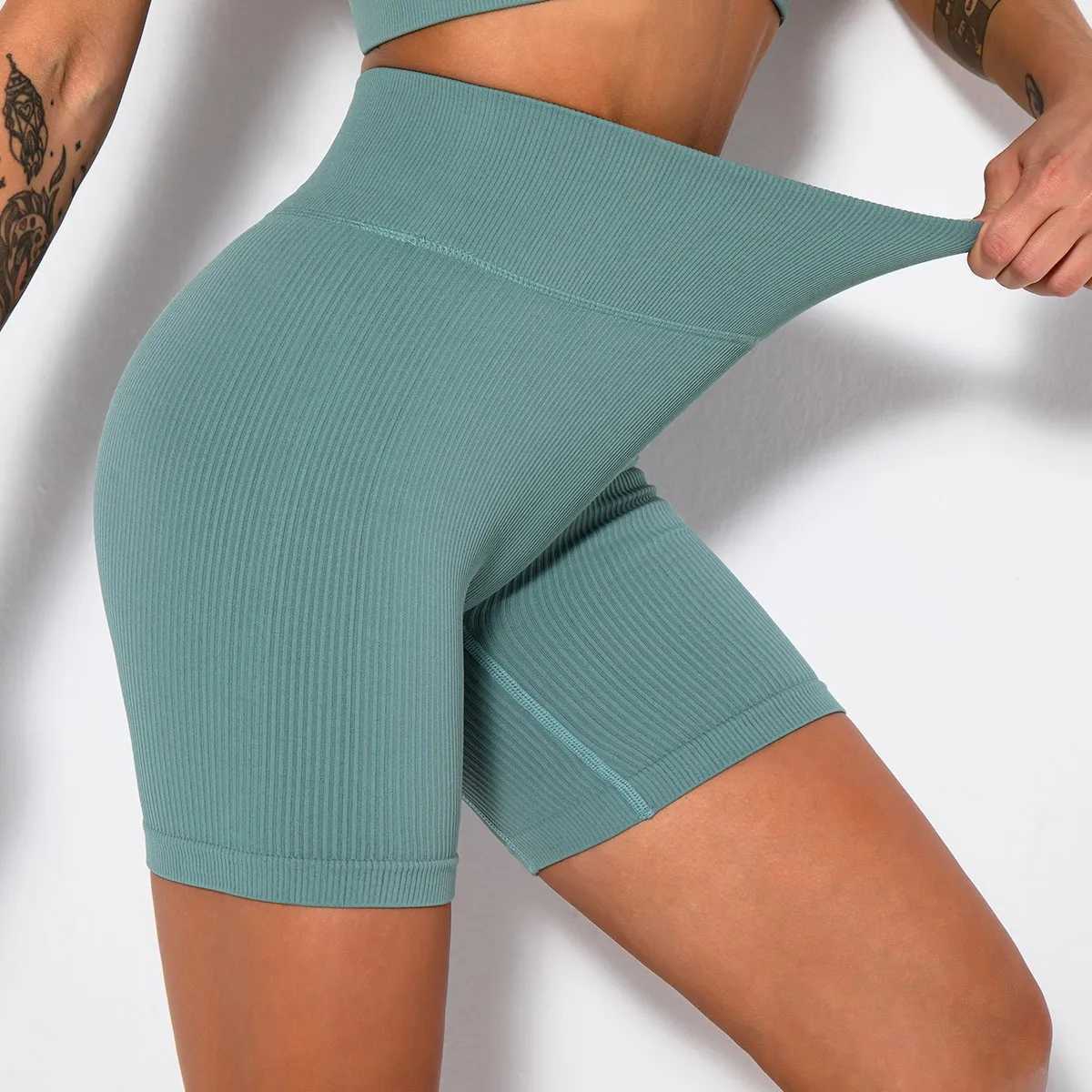 Womens high waisted seamless yoga shorts squat hip lift fitness exercise running exercise gym leg shorts Y250412