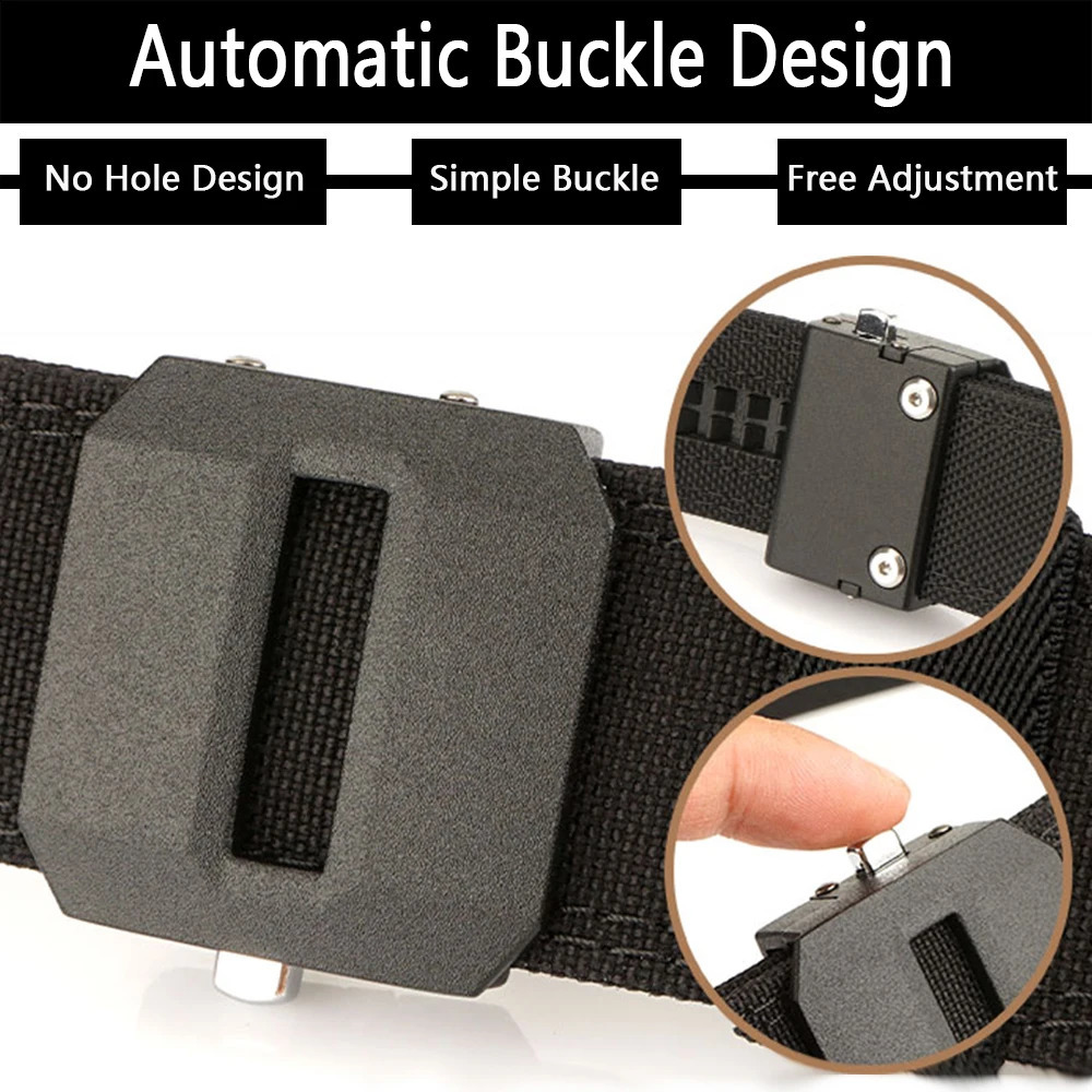TUSHI Hard Tactical Belt for Men Gun Belt EDC Metal Automatic Buckle IPSC Nylon Outdoor Sports Girdle Male Military Belt 250407